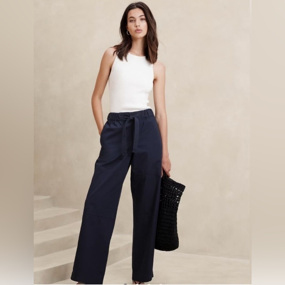 NWT! Banana Republic Preppy Navy Poplin Straight Pant - Multiple Sizes 🎲 891907